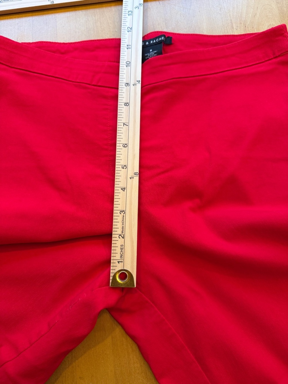 ZAC & RACHEL RED CAPRI CROPPED PANTS SCALLOPED BOTTOM SIZE 8 PULL ON ELASTIC - Picture 8 of 9